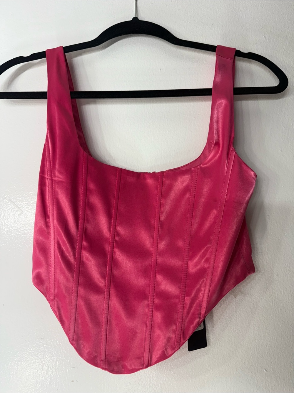 Women's Satin Corset Tank Top - Hot Pink